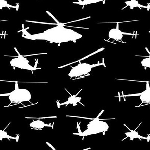 Helicopter Silhouettes on Black // Small