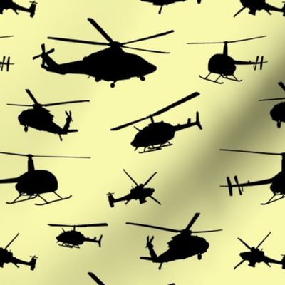 Helicopter Silhouettes on Yellow // Small