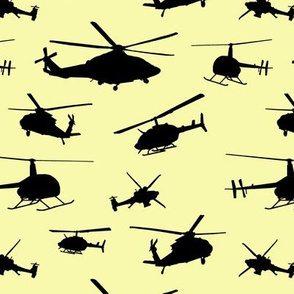 Helicopter Silhouettes on Yellow // Small