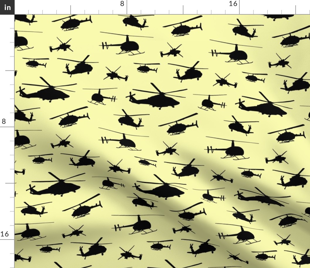 Helicopter Silhouettes on Yellow // Small