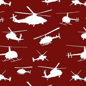 Helicopter Silhouettes on Burgundy // Small