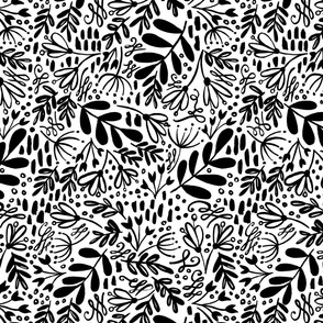 Black White Dusk Garden Pattern