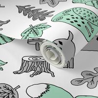 autumn woodland // woodland critters grey and mint fabric baby nursery design andrea lauren fabric andrea lauren baby design