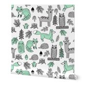 autumn woodland // woodland critters grey and mint fabric baby nursery design andrea lauren fabric andrea lauren baby design