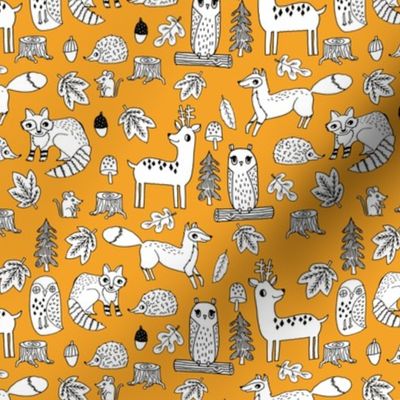 autumn animals // critters woodland fox deer raccoon woodland animals nursery fabric