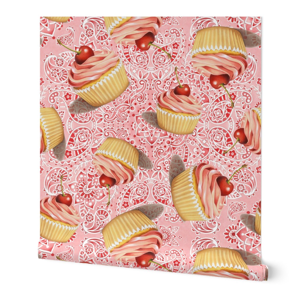 Pink Cupcake Paisley