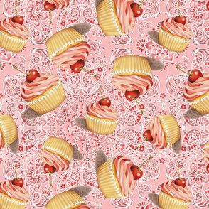 Pink Cupcake Paisley