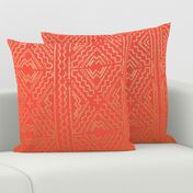 Coral Orange Clay Mudcloth Traditional African Mud cloth  with gold