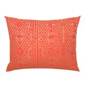 Coral Orange Clay Mudcloth Traditional African Mud cloth  with gold