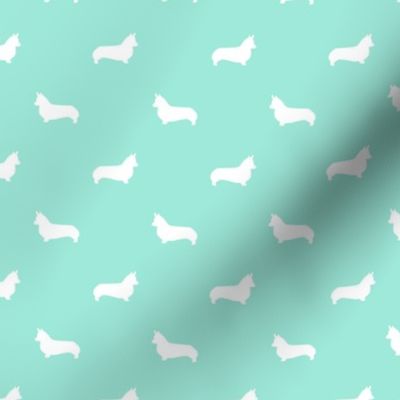 aqua corgi silhouette dog fabric cute dog design pets fabric for sewing