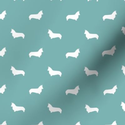 marine blue corgi silhouette dog fabric cute dog design pets fabric for sewing