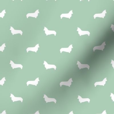 mist green corgi silhouette dog fabric cute dog design pets fabric for sewing