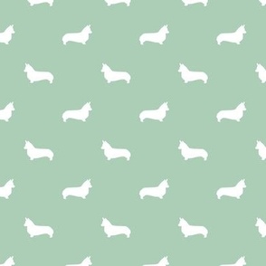 mist green corgi silhouette dog fabric cute dog design pets fabric for sewing