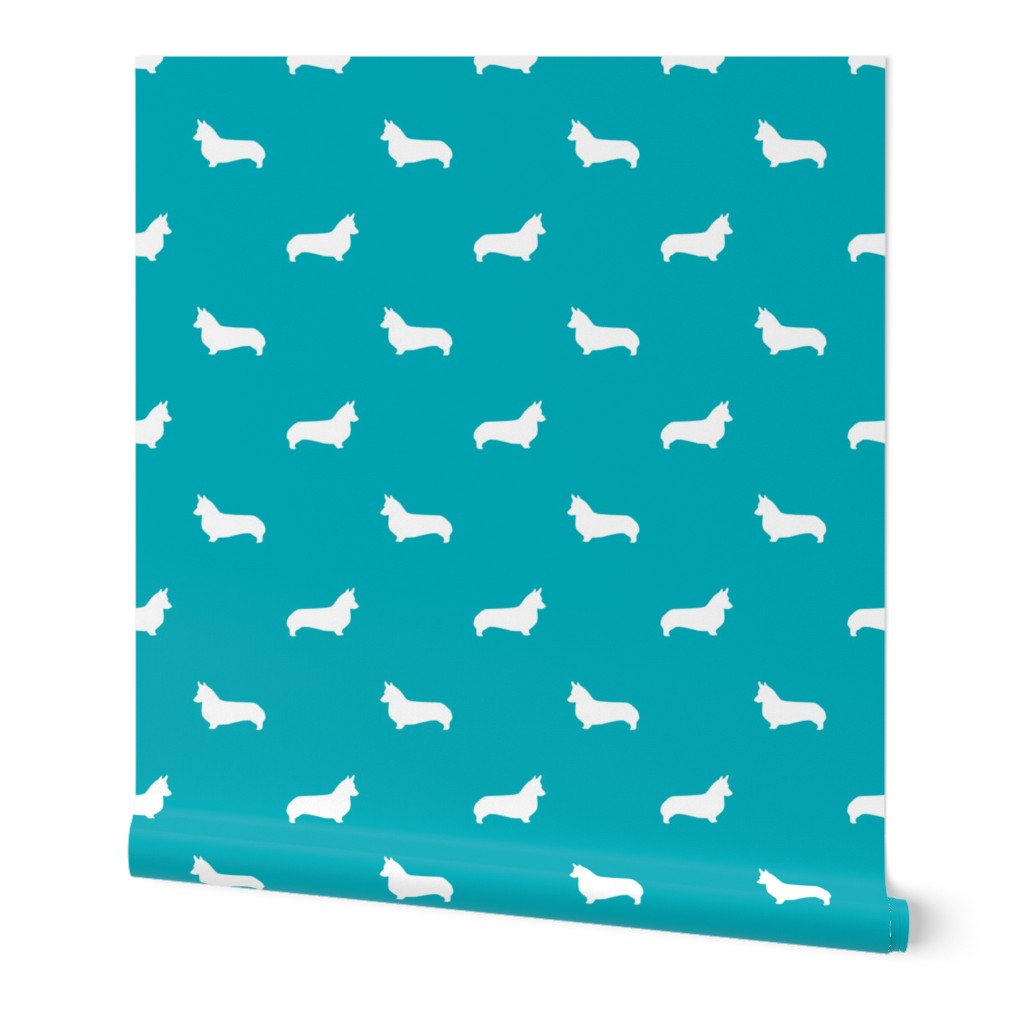 peacock blue corgi silhouette dog fabric cute dog design pets fabric for sewing