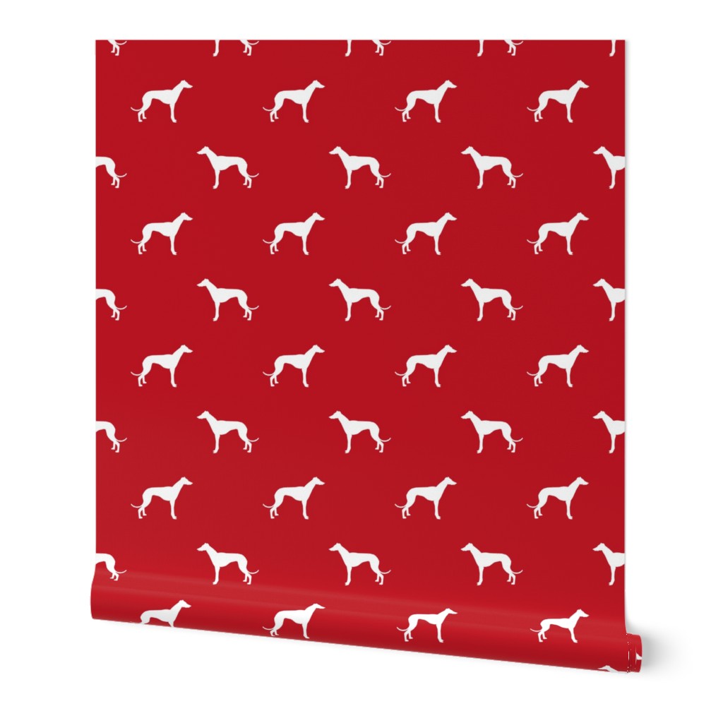 fire red greyhound dog silhouette fabric