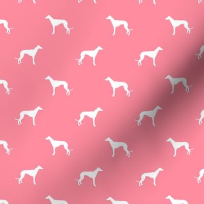 flamingo pink greyhound dog silhouette fabric