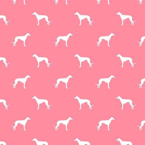 flamingo pink greyhound dog silhouette fabric