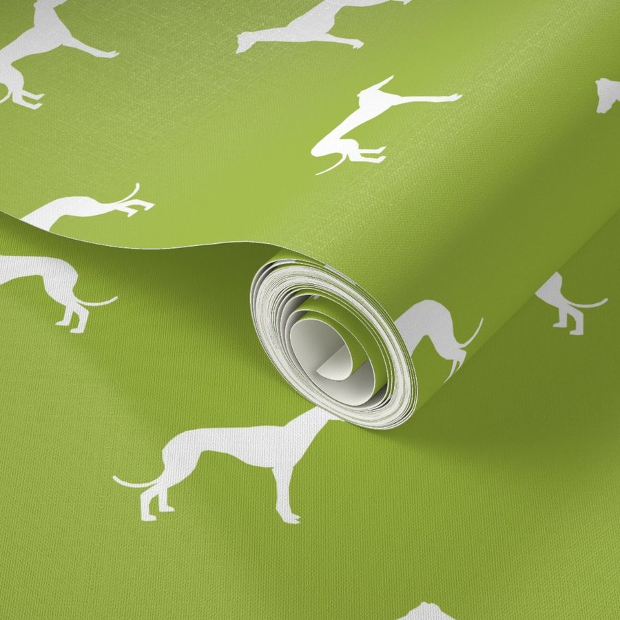 lime green greyhound dog silhouette fabric