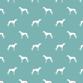marine blue greyhound dog silhouette fabric