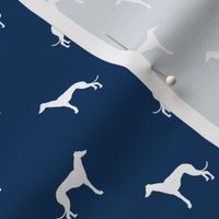 navy blue greyhound dog silhouette fabric