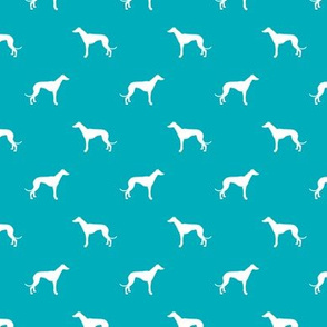 peacock blue greyhound dog silhouette fabric