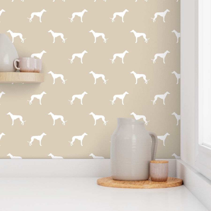 sand greyhound dog silhouette fabric