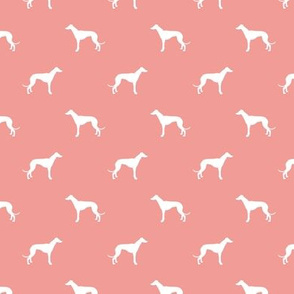 sweet pink greyhound dog silhouette fabric