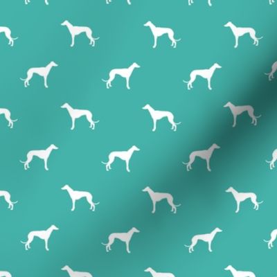 turquoise greyhound dog silhouette fabric