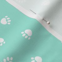 aqua paw print fabric, pet fabric, dog fabric, cat fabric