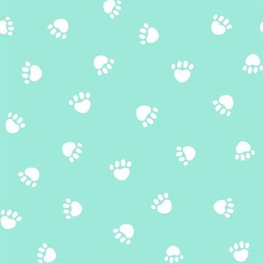 aqua paw print fabric, pet fabric, dog fabric, cat fabric