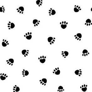 white and black paw print fabric, pet fabric, dog fabric, cat fabric