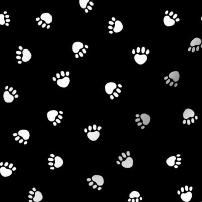 black and white paw print fabric, pet fabric, dog fabric, cat fabric