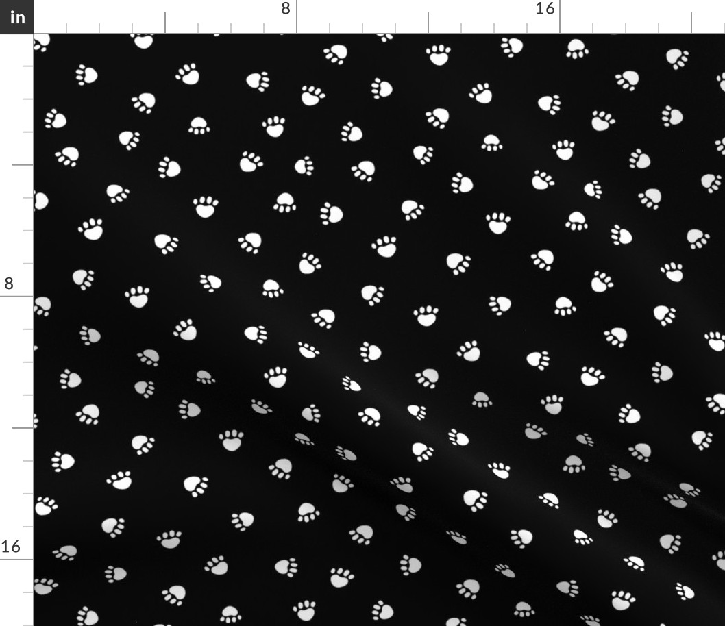 black and white paw print fabric, pet fabric, dog fabric, cat fabric