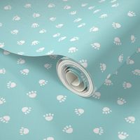 blue tint paw print fabric, pet fabric, dog fabric, cat fabric