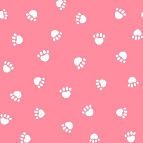 flamingo pink paw print fabric, pet fabric, dog fabric, cat fabric