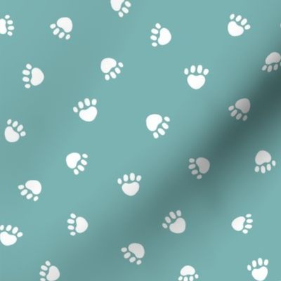 marine blue paw print fabric, pet fabric, dog fabric, cat fabric