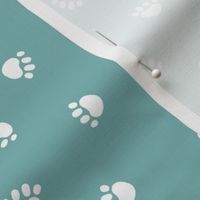 marine blue paw print fabric, pet fabric, dog fabric, cat fabric