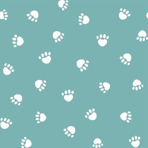 marine blue paw print fabric, pet fabric, dog fabric, cat fabric