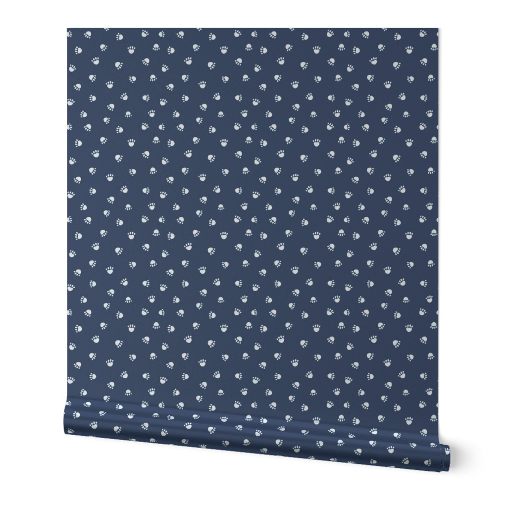 navy blue paw print fabric, pet fabric, dog fabric, cat fabric