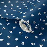 navy blue paw print fabric, pet fabric, dog fabric, cat fabric