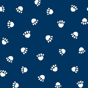 navy blue paw print fabric, pet fabric, dog fabric, cat fabric