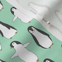 penguins // baby pingu cute mint baby penguins birds winter fabric mint birds design