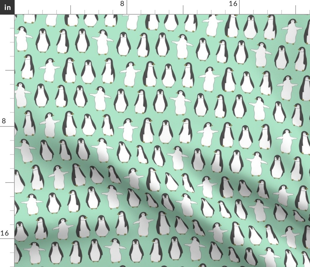 penguins // baby pingu cute mint baby penguins birds winter fabric mint birds design