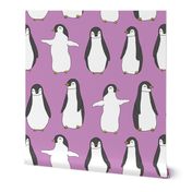 penguin // purple pingu penguins bird fabric cute pingus design fabric birds winter design