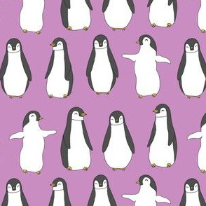 penguin // purple pingu penguins bird fabric cute pingus design fabric birds winter design