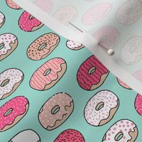 donuts // pink mint donut fabric food design pink food fabric