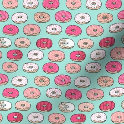 donuts // pink mint donut fabric food design pink food fabric