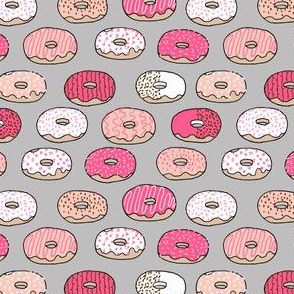 donut // pink and grey donuts fabric food bakery fabric andrea lauren 