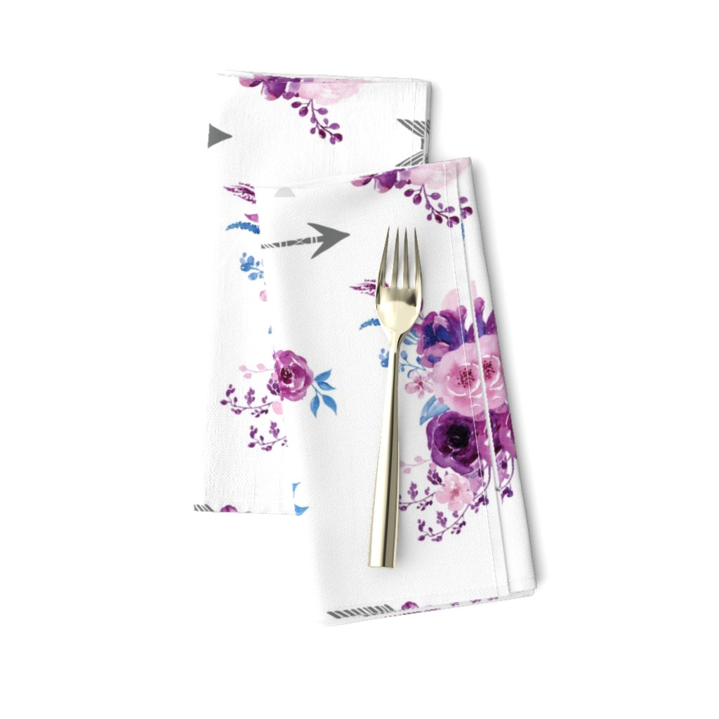 purple watercolor florals and arrows