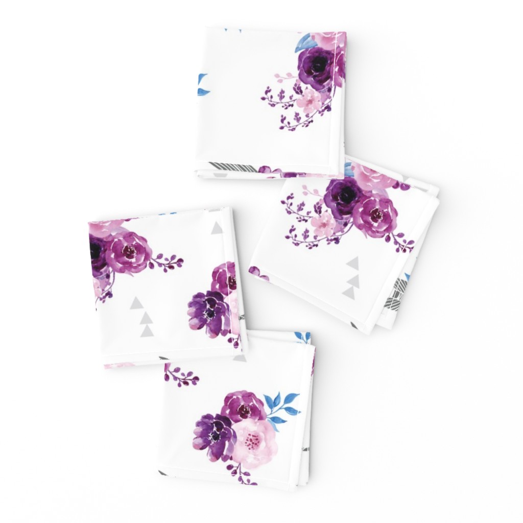 purple watercolor florals and arrows